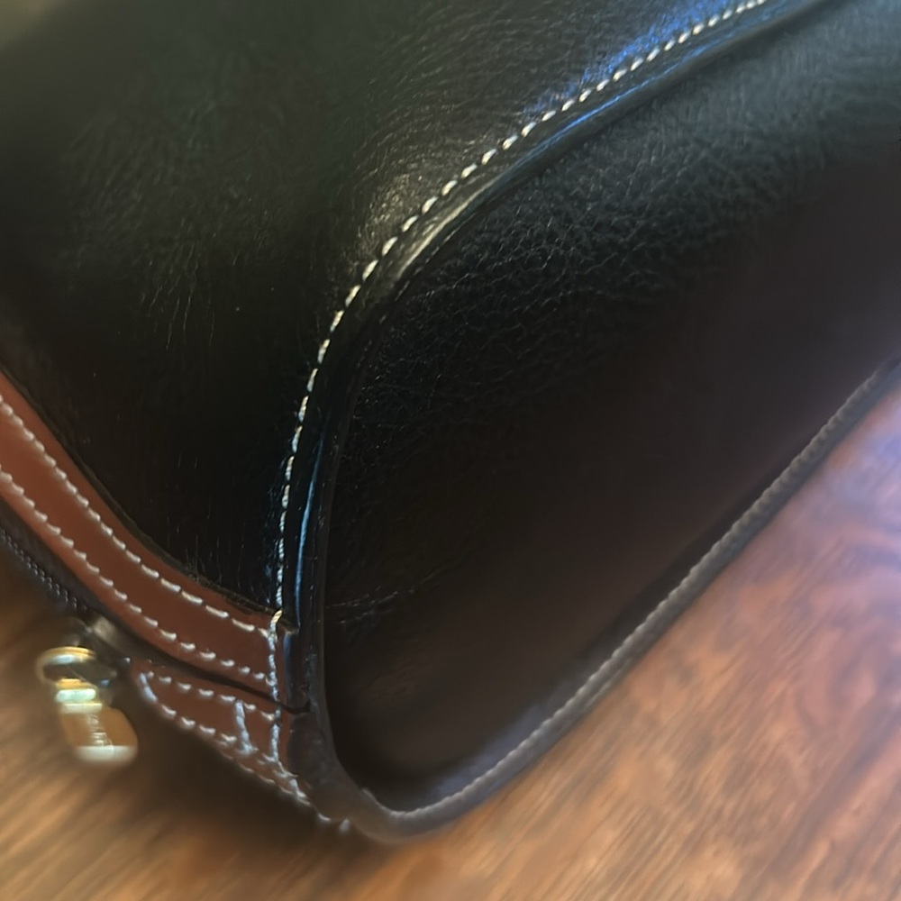 Bally Vintage Black and Brown Pebbled Leather Satchel with Shoulder Strap - Picture 10 of 15